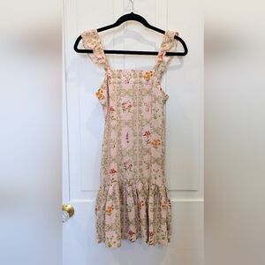 Aguabendita Cottagecore Floral Pink Sleeveless Dress | Xxs